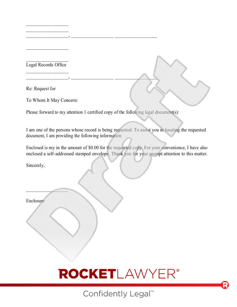 Legal Records Request Letter document preview