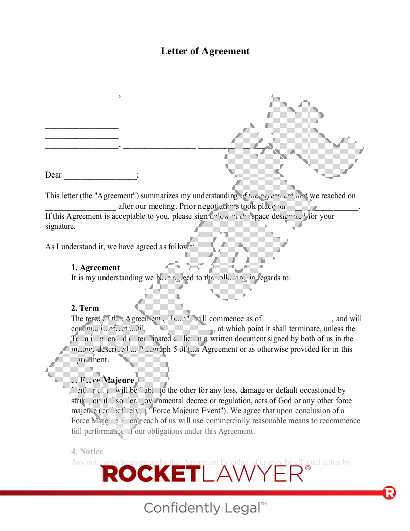 Free Letter of Agreement: Make & Download - Rocket Lawyer