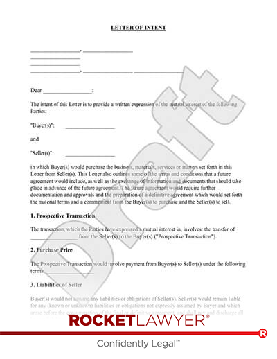 Free Letter Of Intent Template And Faqs Rocket Lawyer