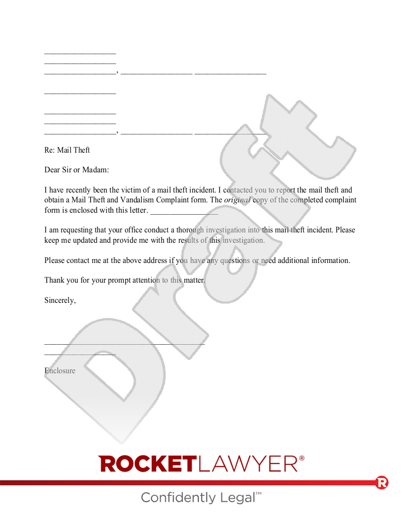 Letter to Report Mail Theft document preview