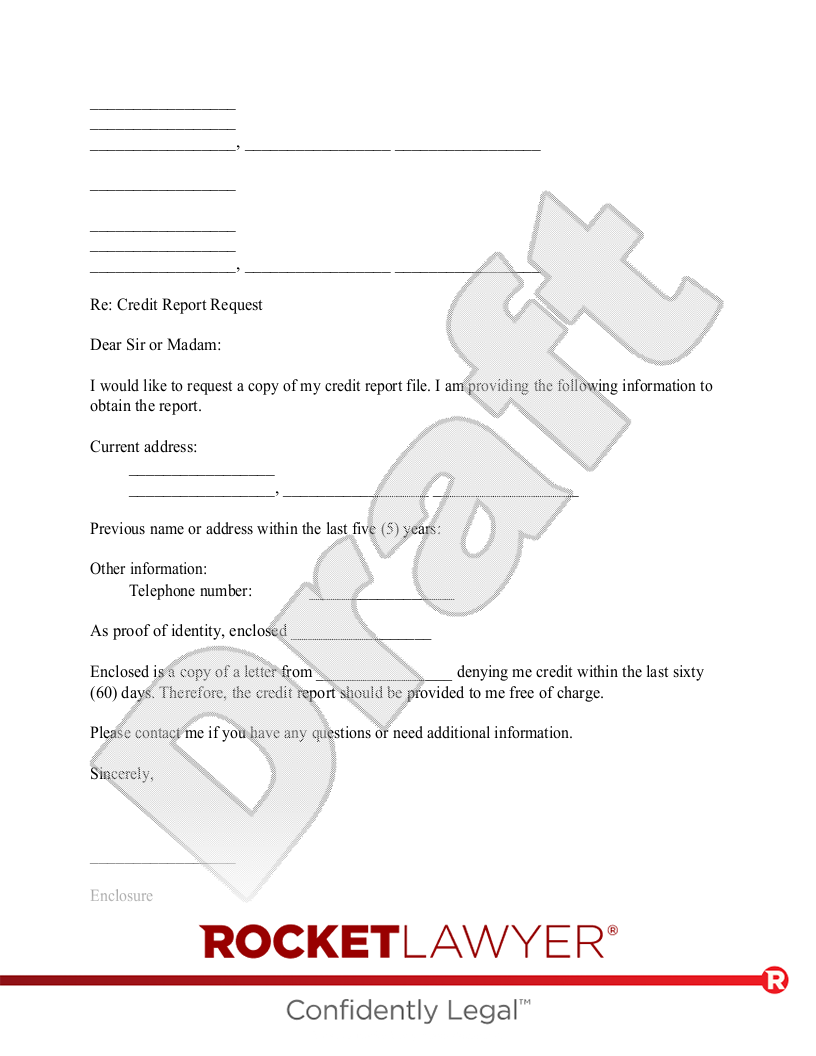 Letter to Request a Credit Report document preview