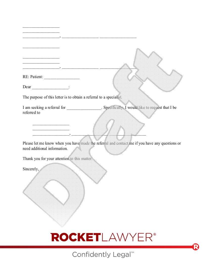 Letter to Request a Referral to Another Doctor document preview
