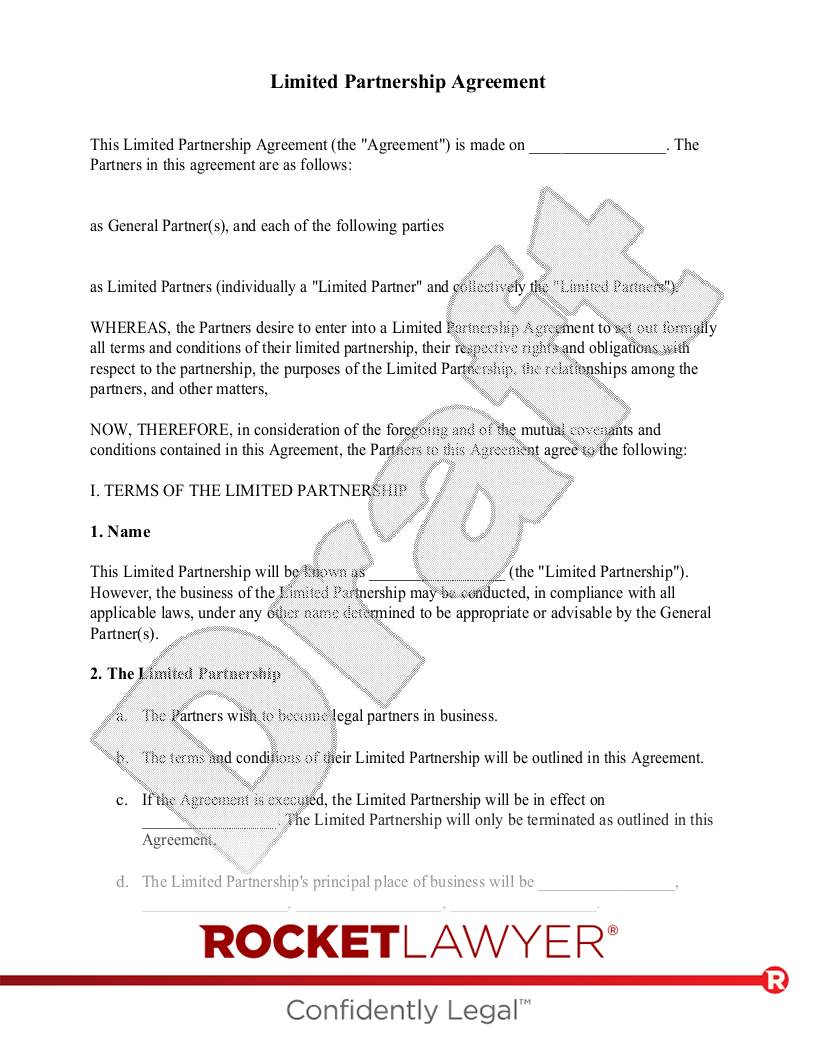 Free Limited Partnership Agreement Template - Rocket Lawyer