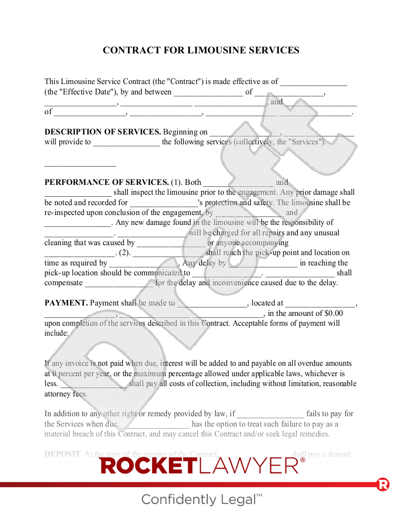 Limousine Service Contract document preview