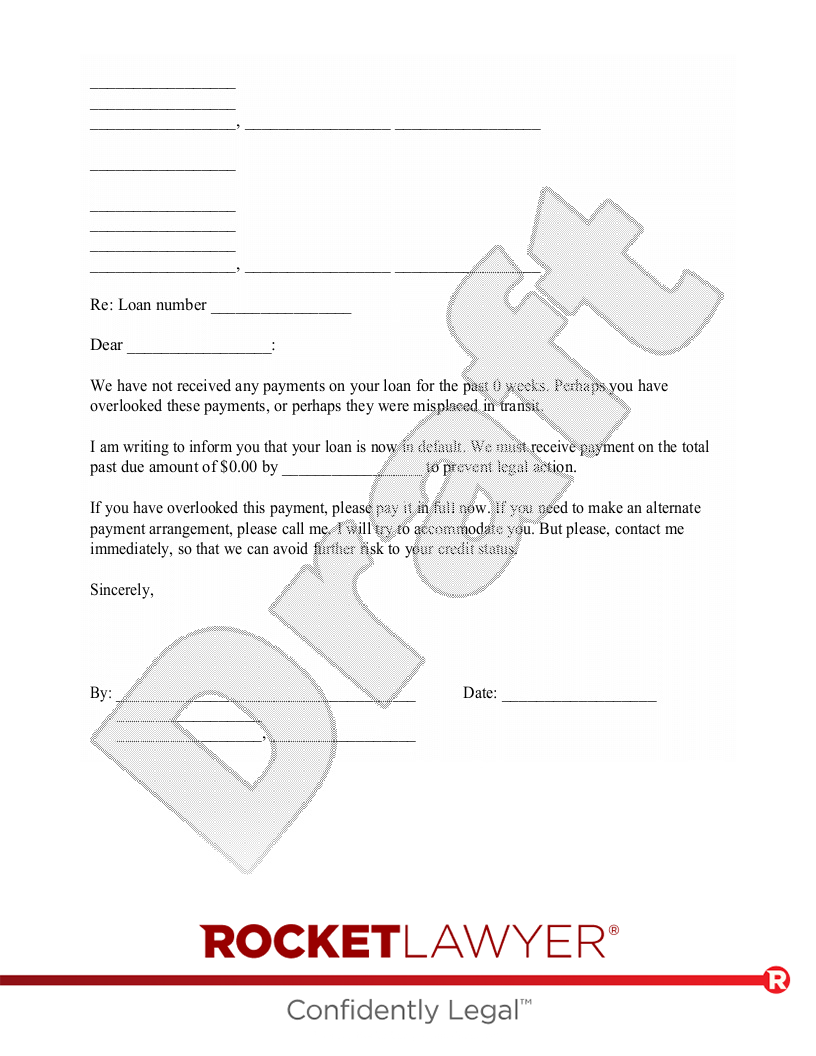Loan Default Letter document preview