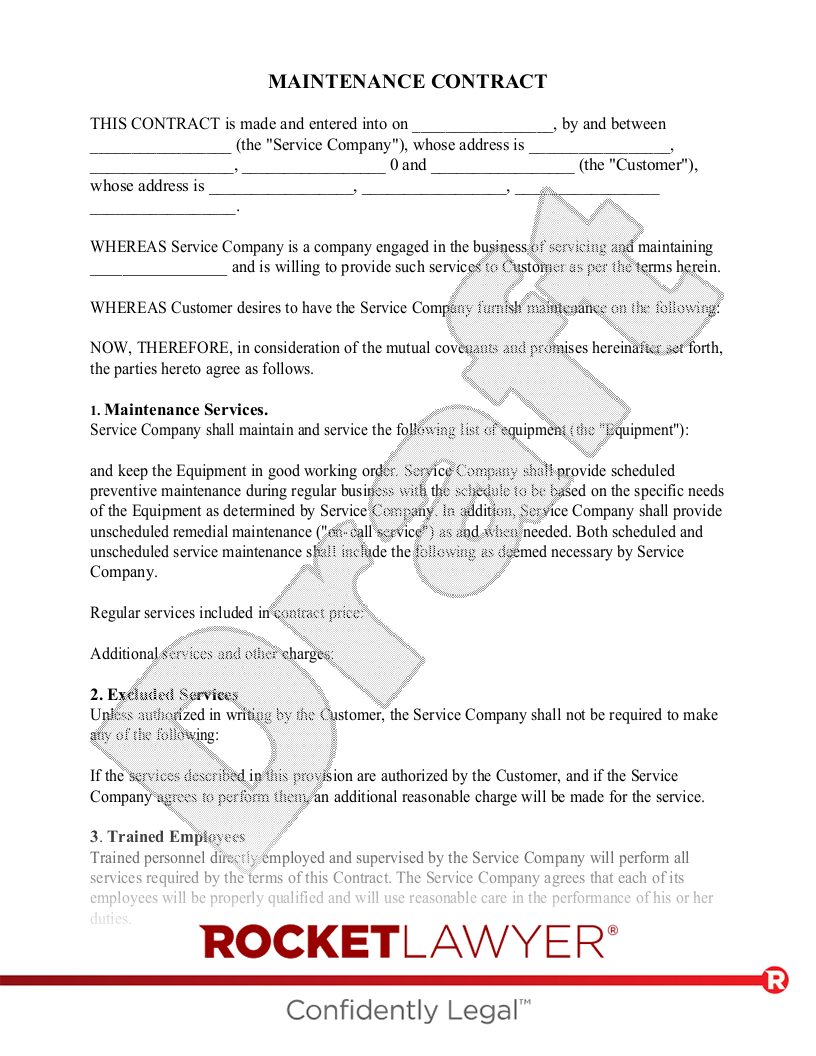 Maintenance Contract document preview