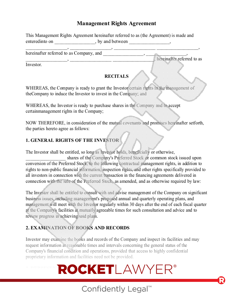 Management Rights Agreement document preview