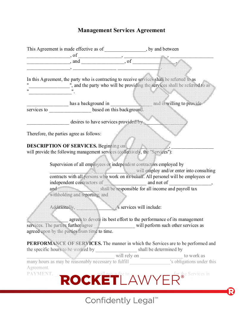 Free Talent Management Contract: Make, Sign & Download - Rocket Lawyer