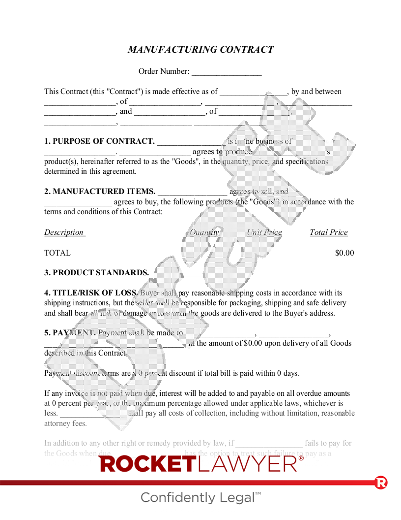 Manufacturing Contract document preview