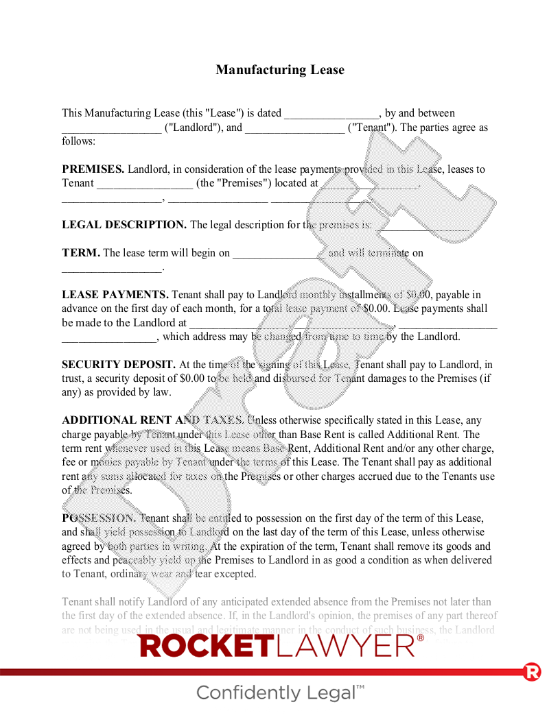 Manufacturing Lease document preview