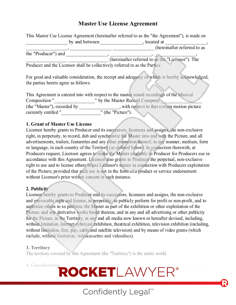 Master Use License Agreement document preview
