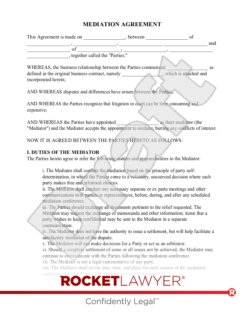 Mediation Agreement document preview