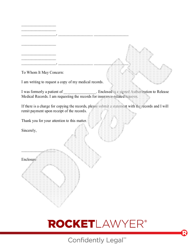 medical records request cover letter