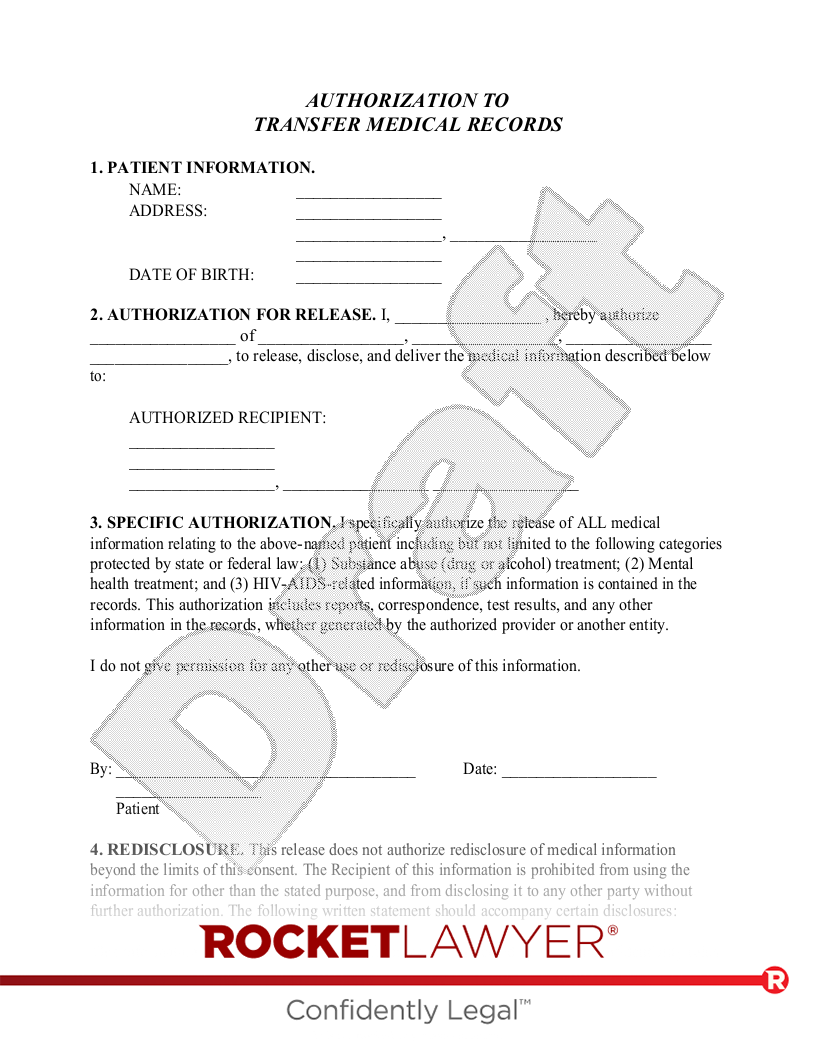 Medical Records Transfer Form document preview