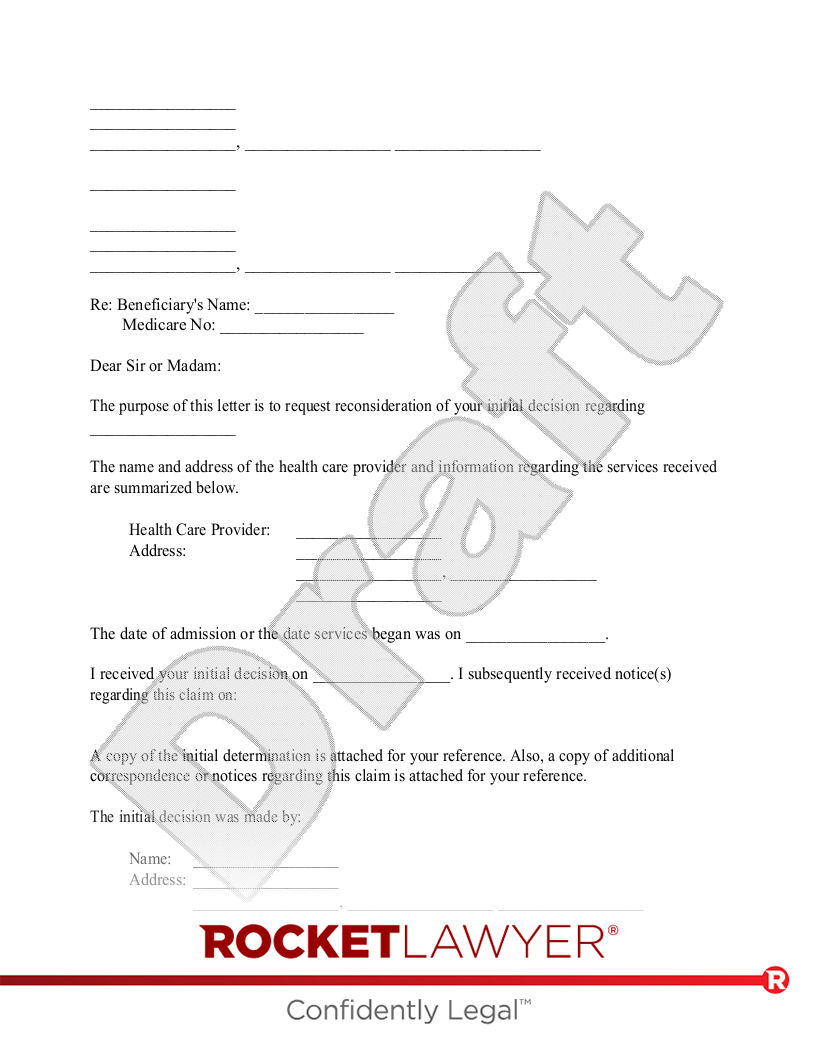 Letter to Appeal a Medicare Part A Denial document preview