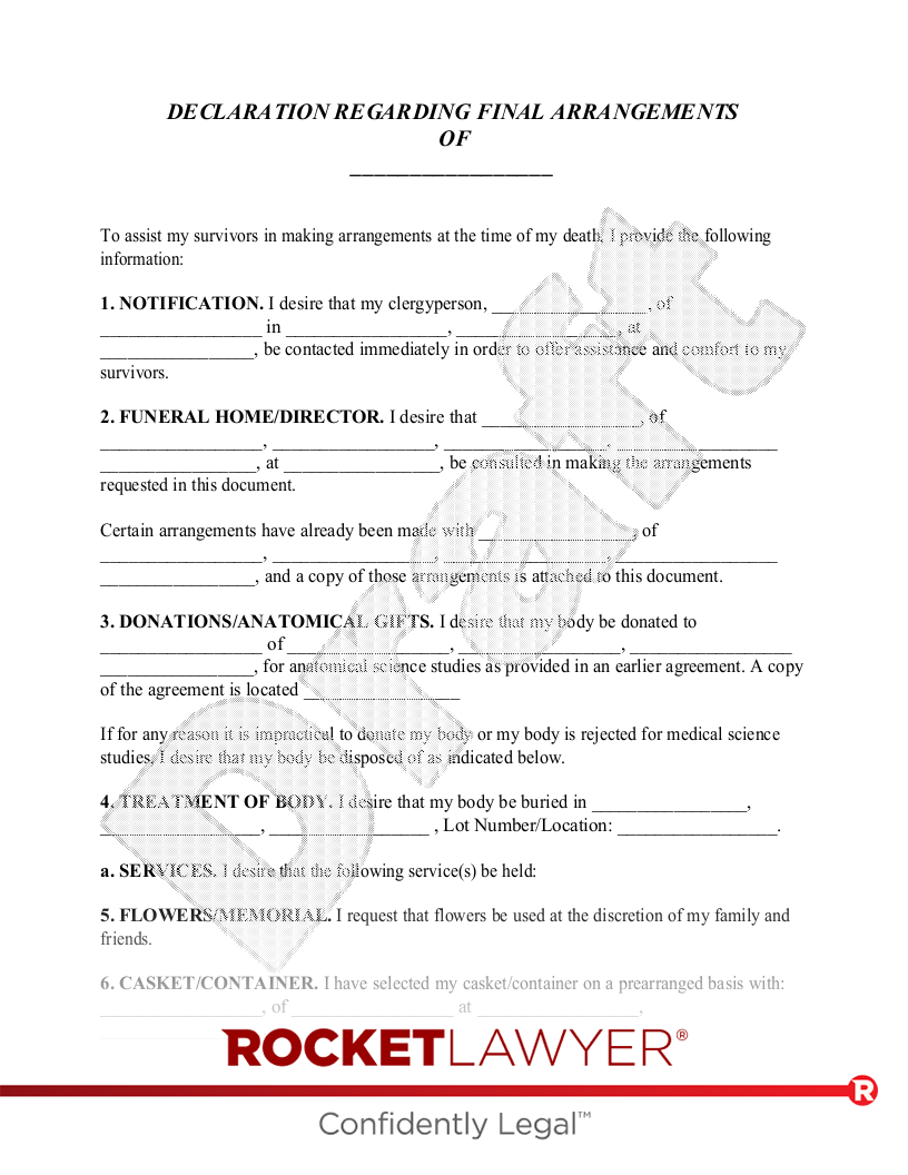 Funeral Planning Worksheet document preview