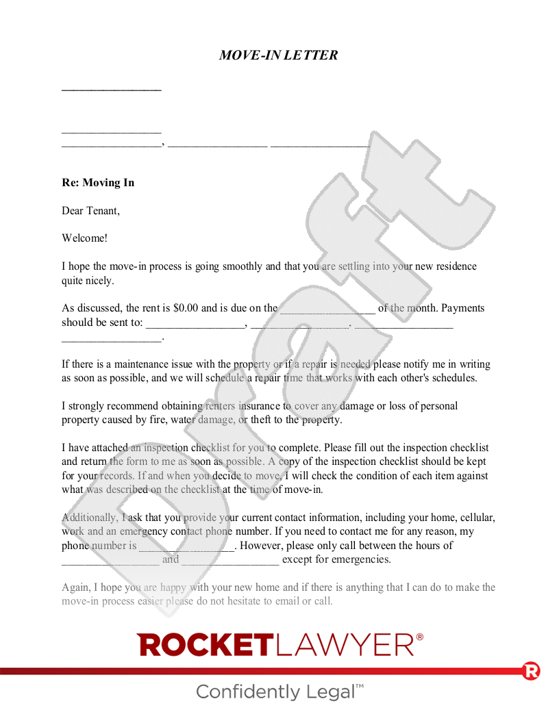 Move-In Letter document preview