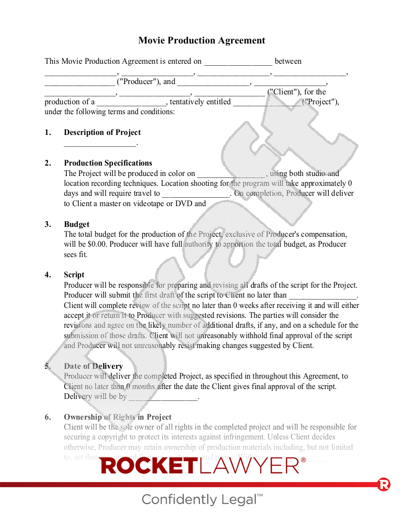 Movie Production Agreement document preview