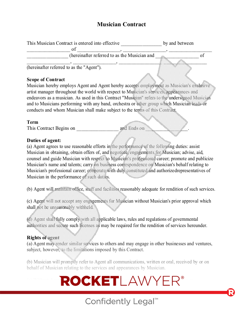 Musician Contract document preview