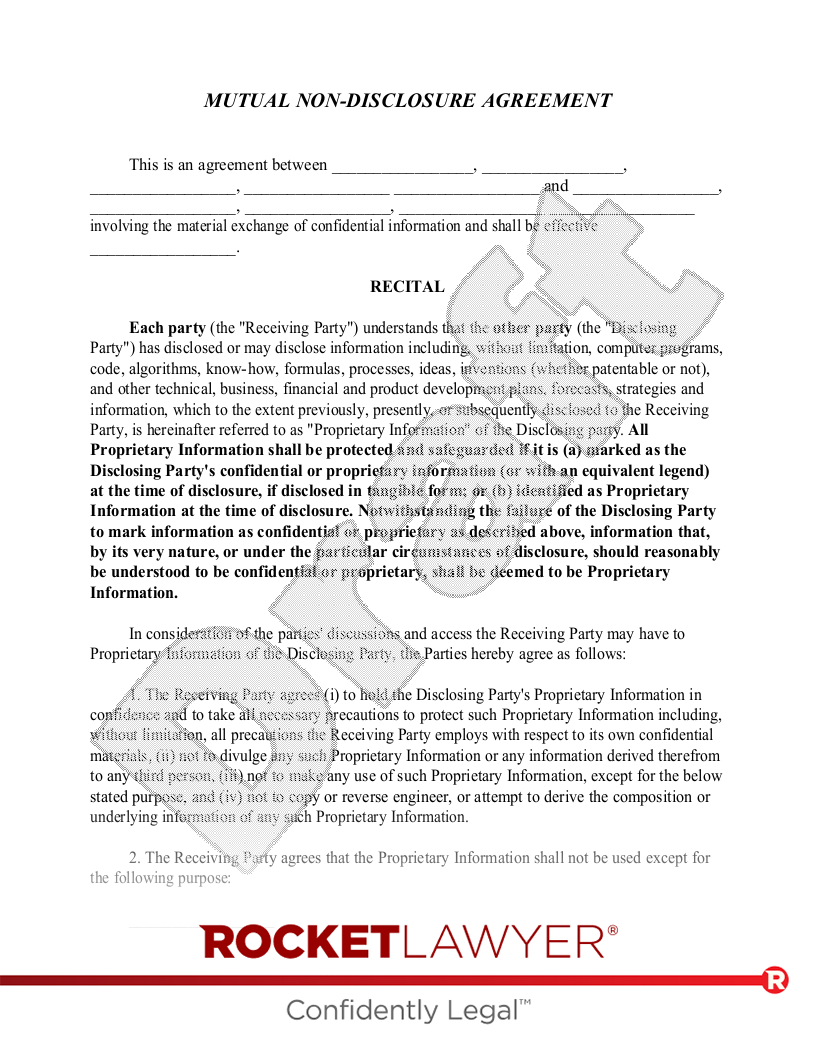 Mutual Non-Disclosure Agreement (Mutual NDA) document preview