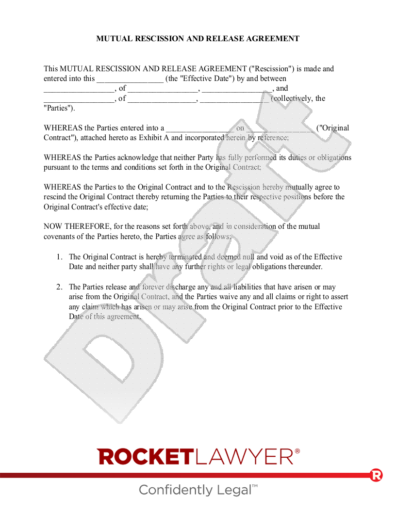 Mutual Rescission and Release Agreement document preview