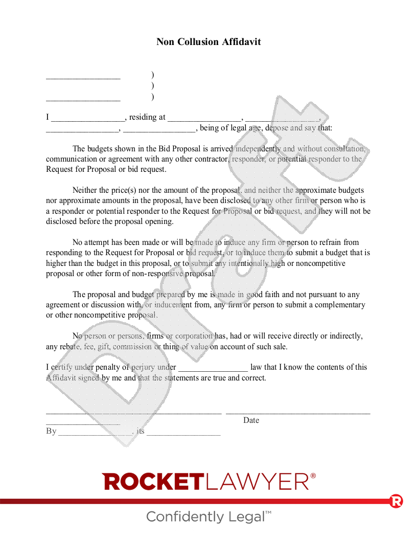 Non Collusion Affidavit document preview