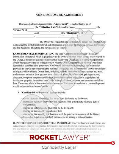 Non-Disclosure Agreement (NDA) document preview