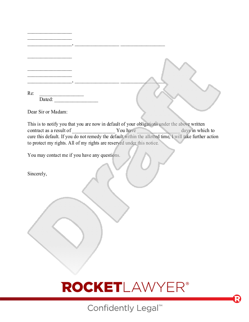 Start Your Notice of Contract Default