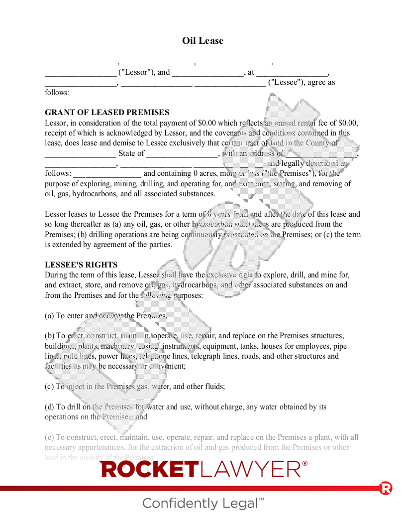 Oil Lease document preview