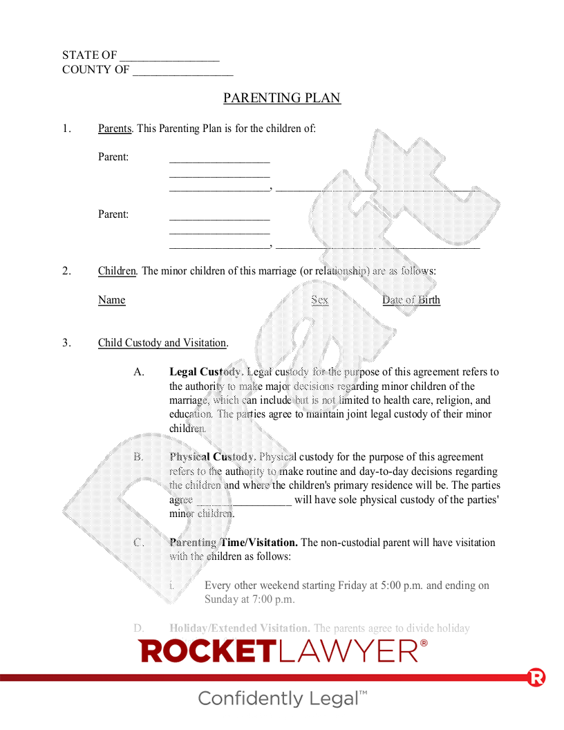 Parenting Plan document preview