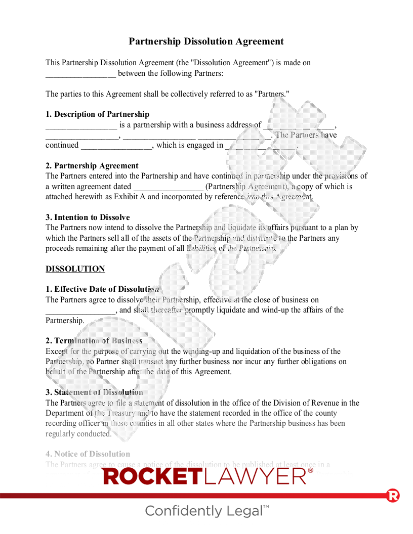 Partnership Dissolution Agreement document preview