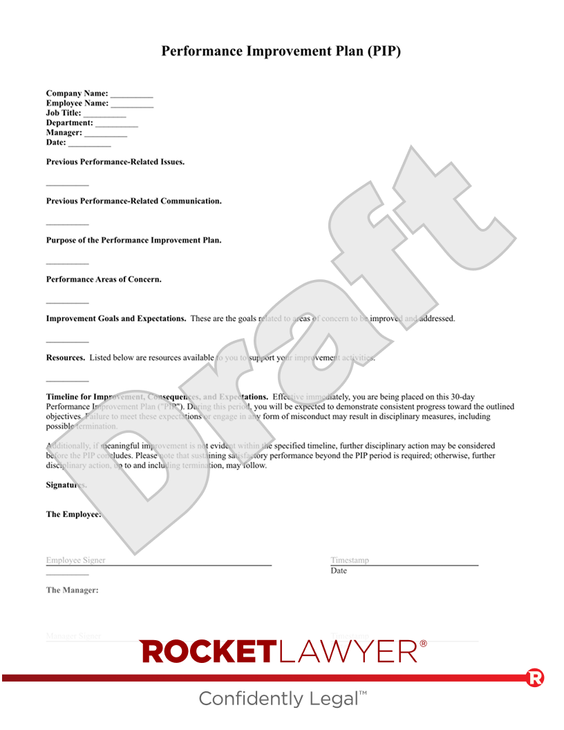 Performance Improvement Plan (PIP) document preview