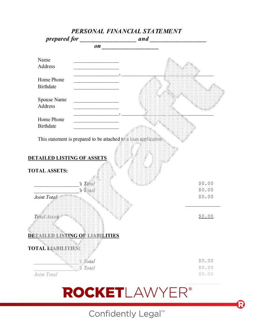 Joint Financial Statement document preview