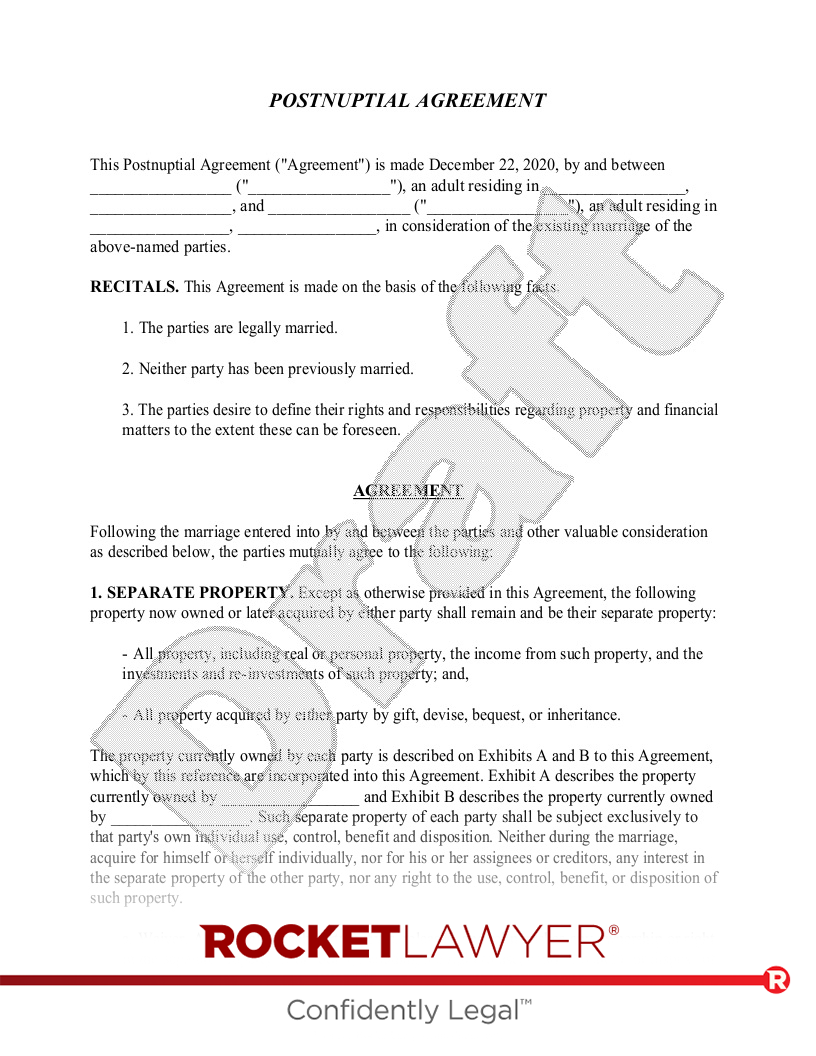 Postnuptial Agreement document preview
