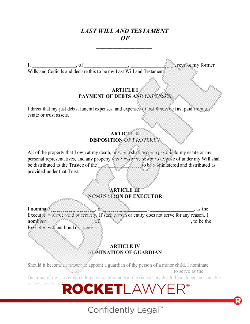 Free Pour-Over Will: Make & Download - Rocket Lawyer