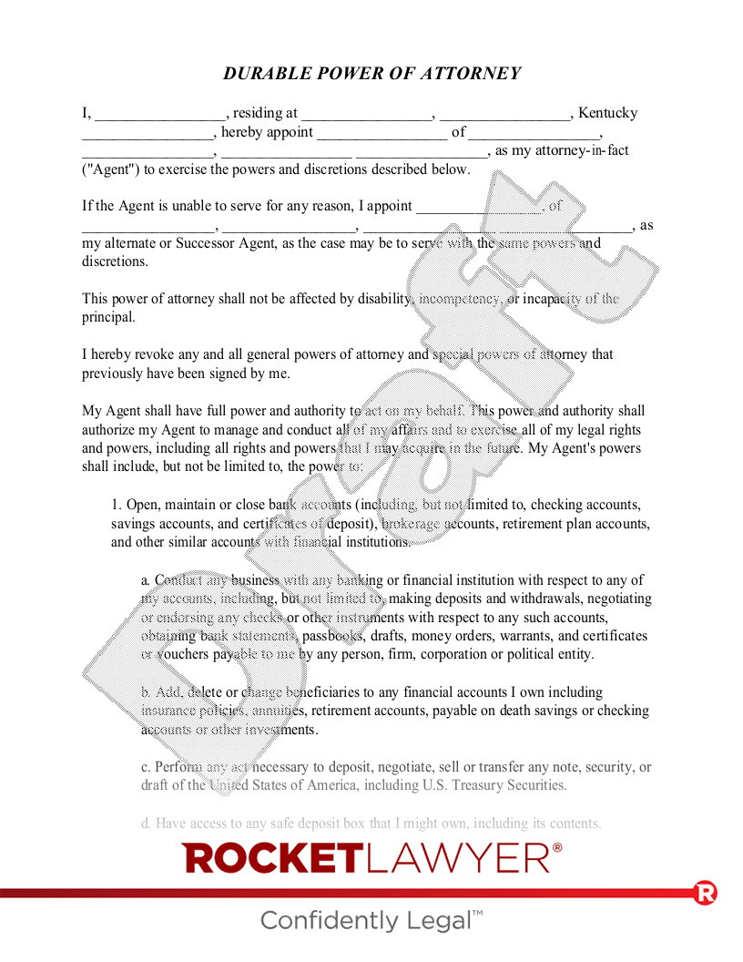 Kentucky Power of Attorney document preview