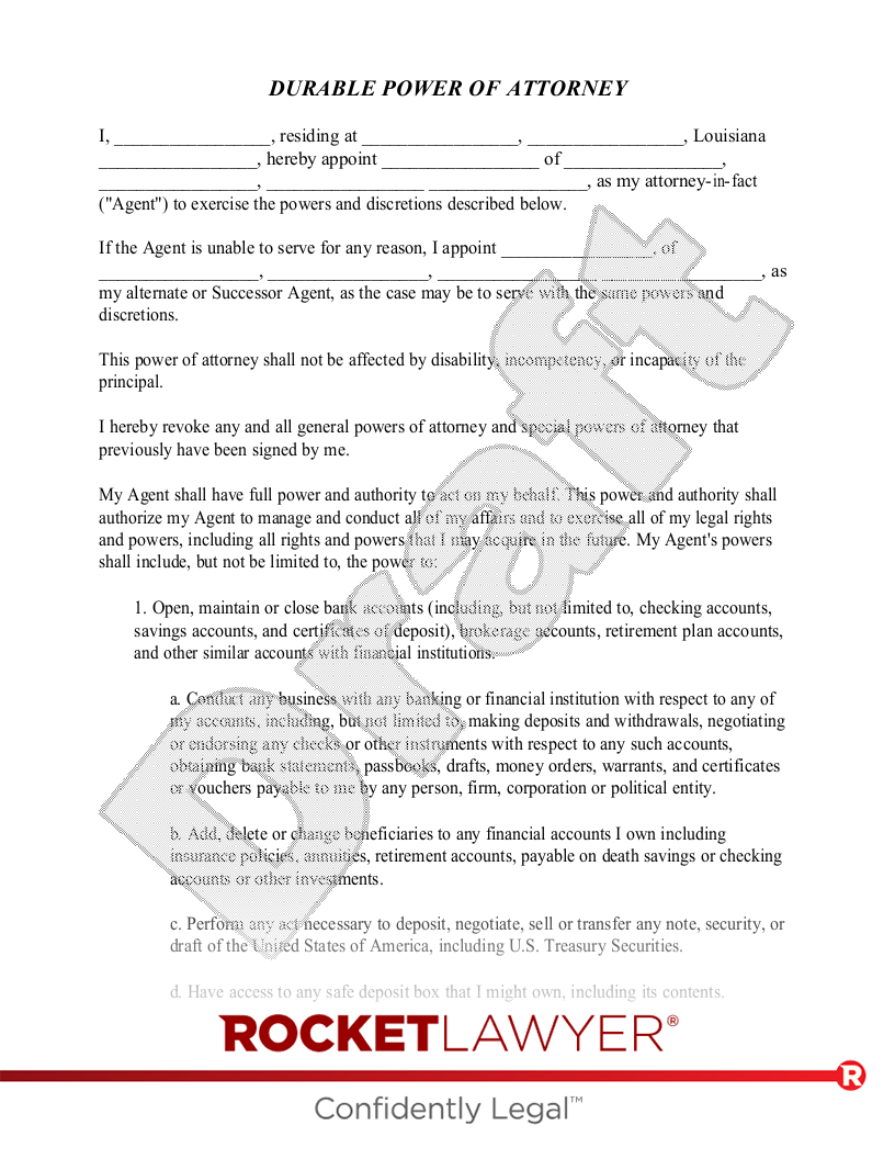 Louisiana Power of Attorney document preview