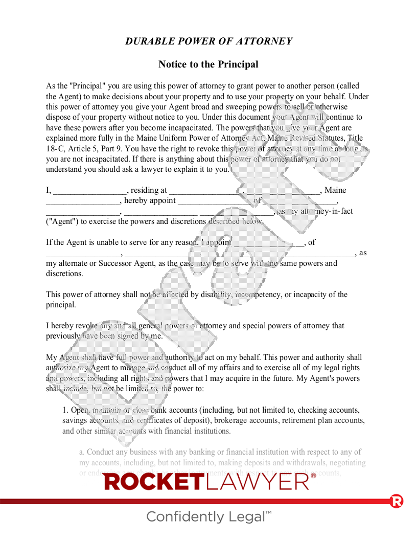 Maine Power of Attorney document preview