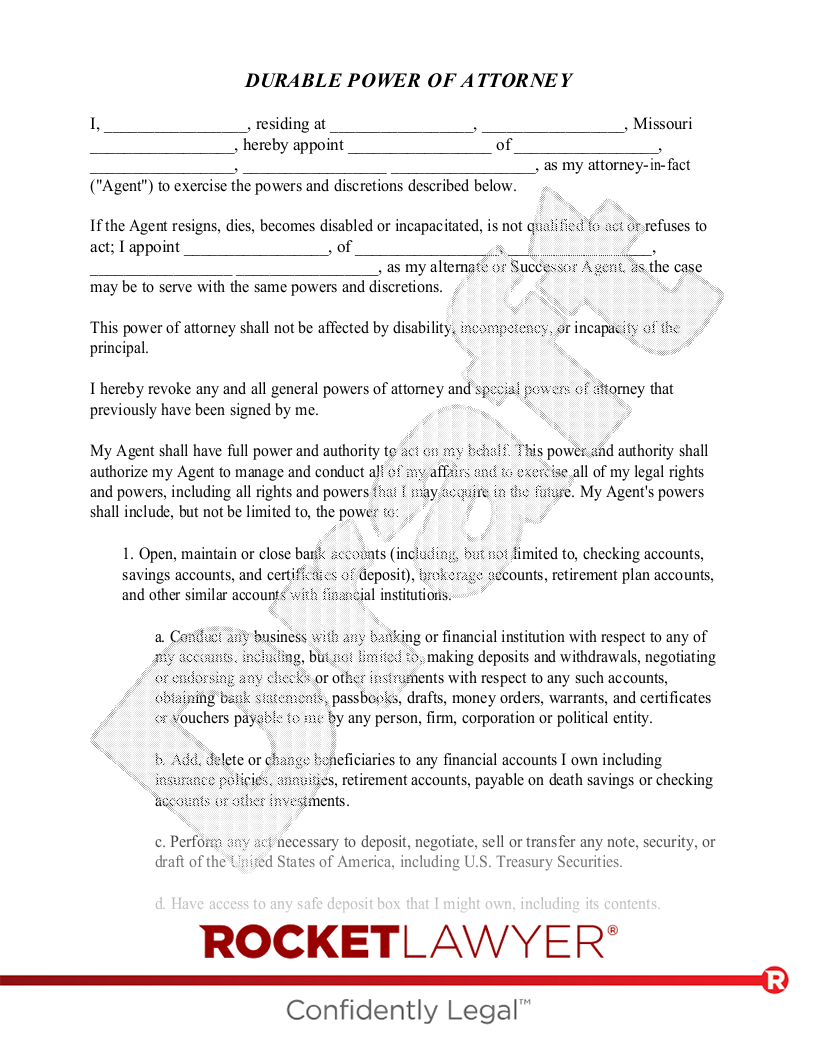 Missouri Power of Attorney document preview