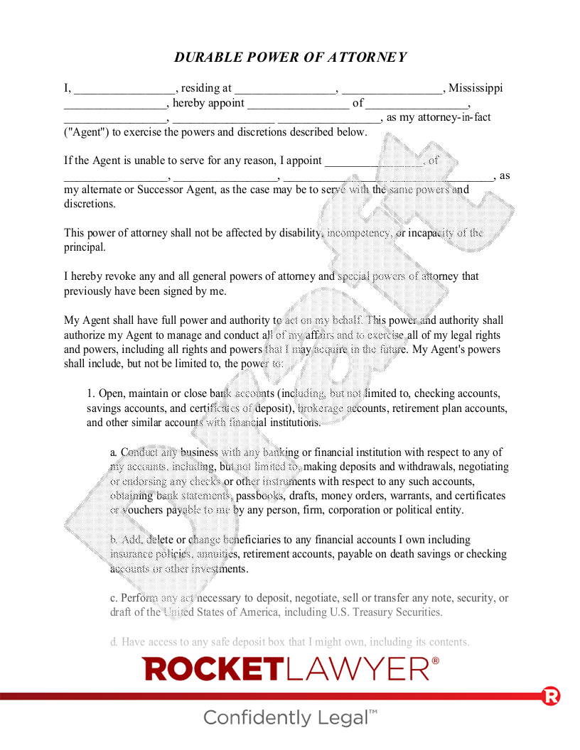 Mississippi Power of Attorney document preview