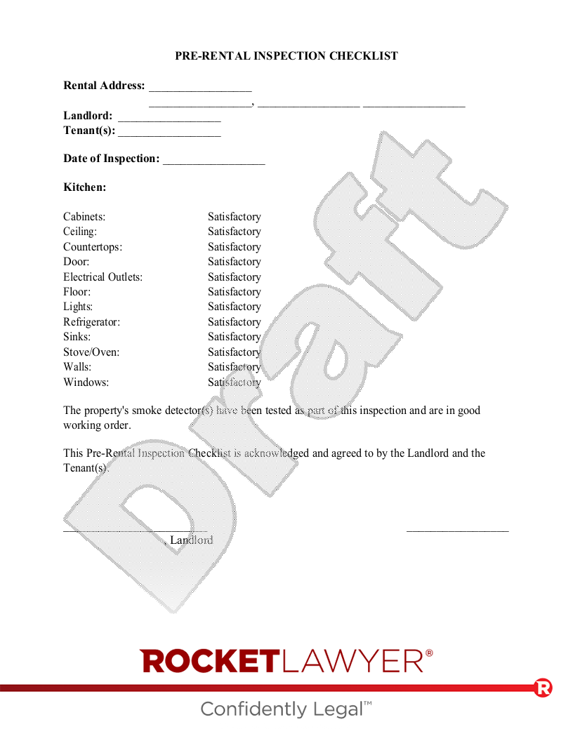 Move In Checklist document preview