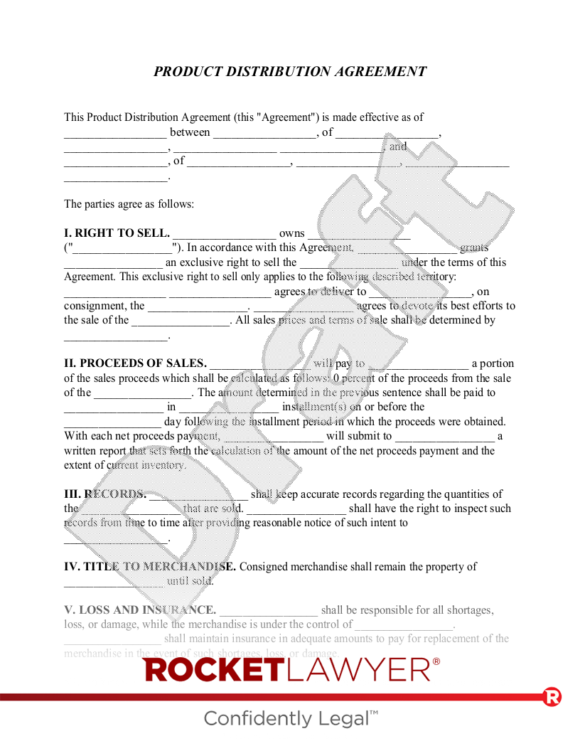 Product Distribution Agreement document preview