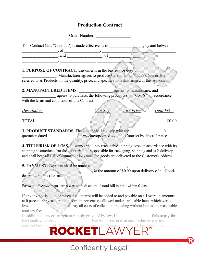 Production Contract document preview