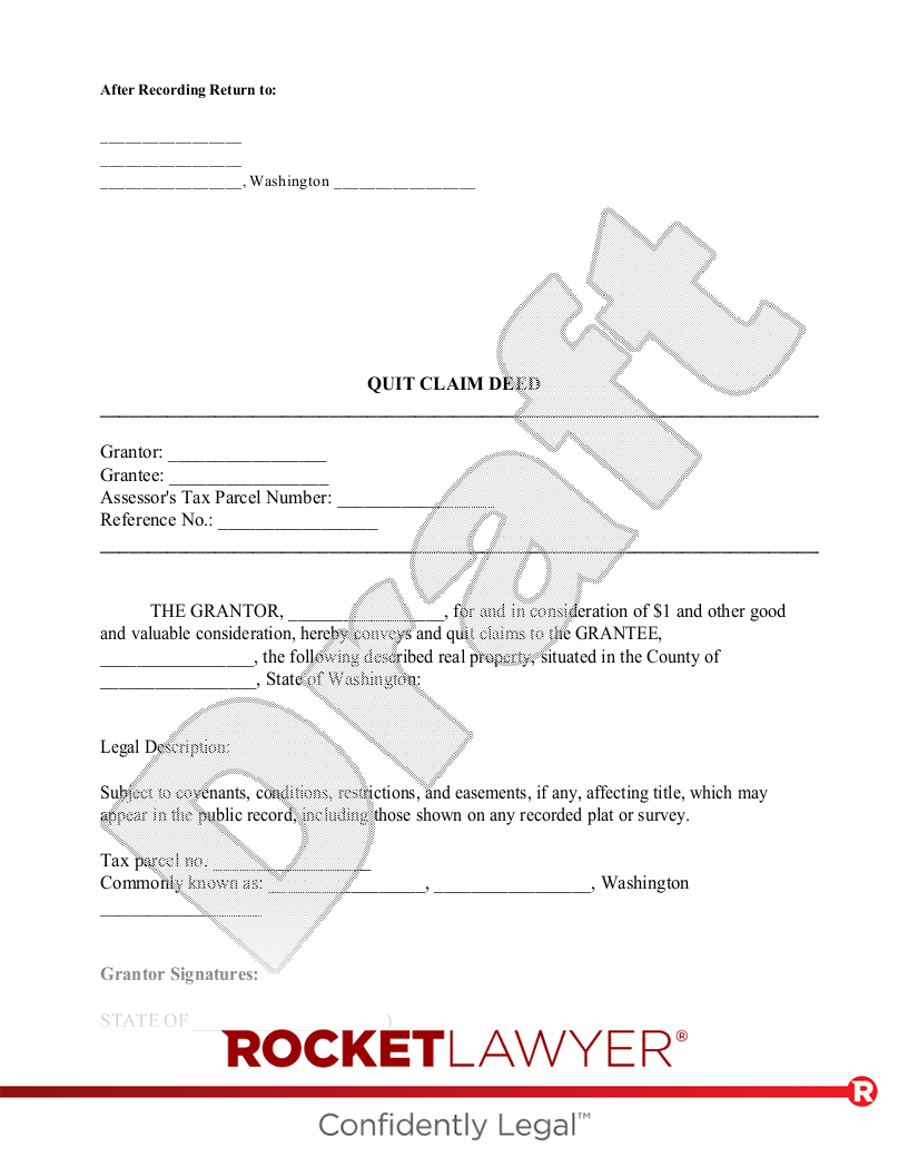 Washington Quitclaim Deed document preview