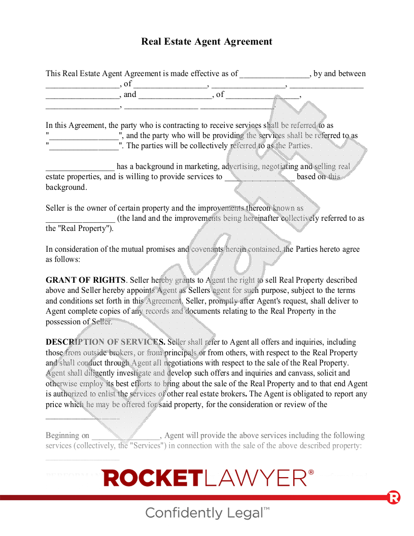 Real Estate Agent Agreement document preview