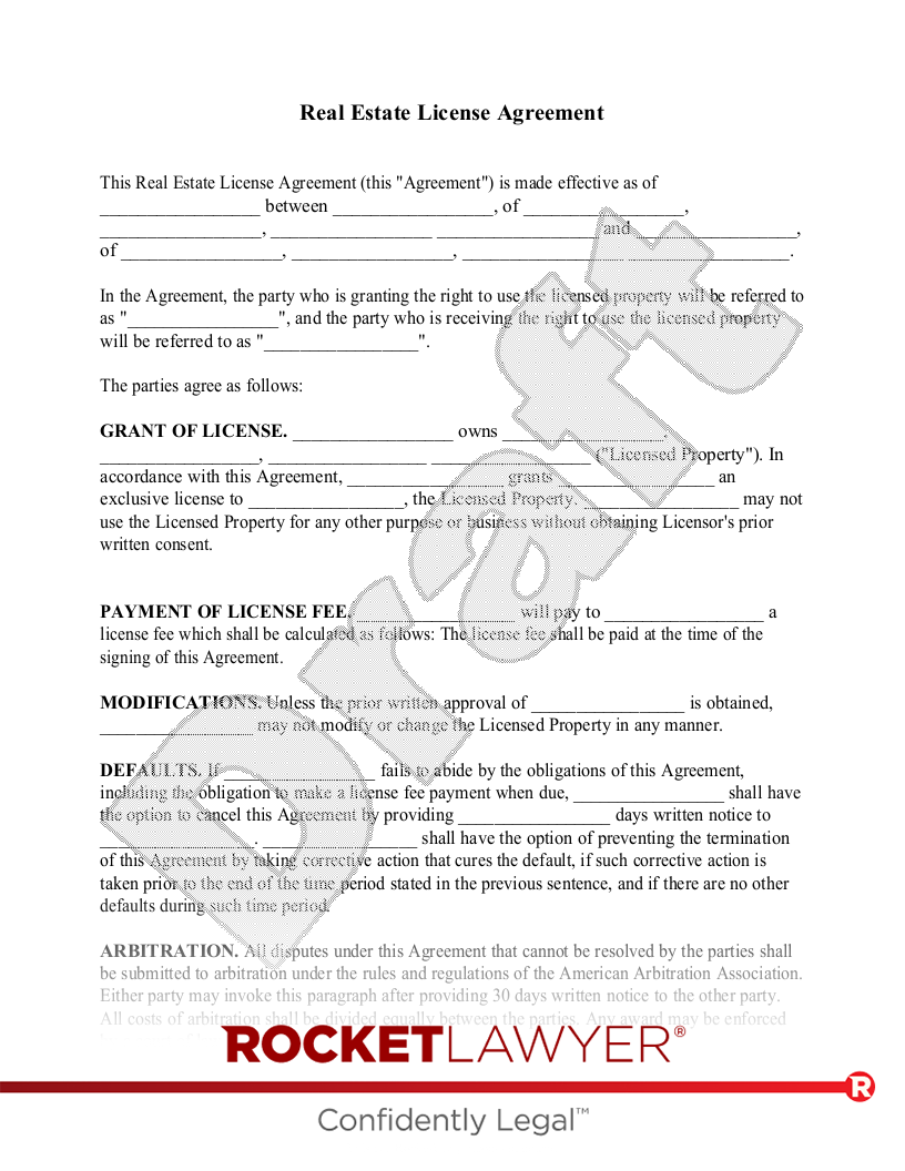 Real Estate License Agreement document preview