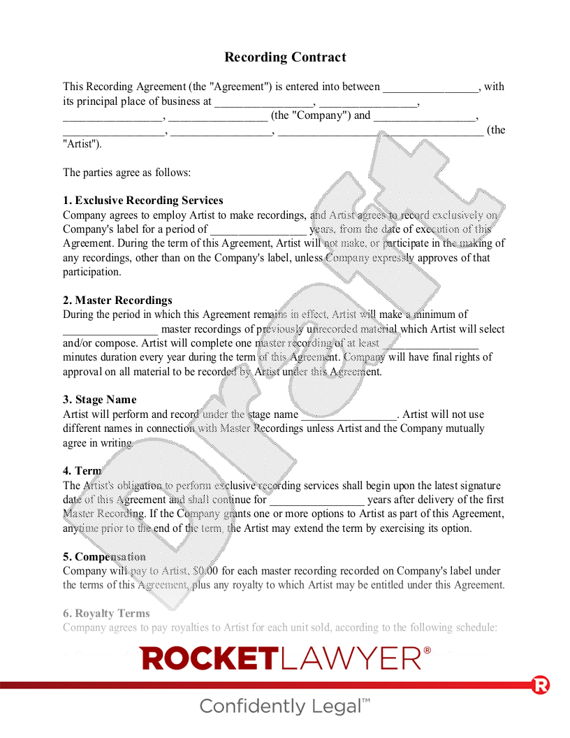 Recording Agreement document preview