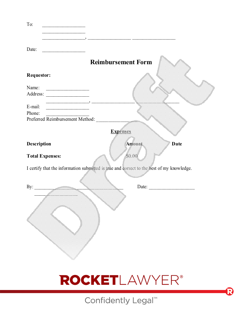 Reimbursement Form document preview
