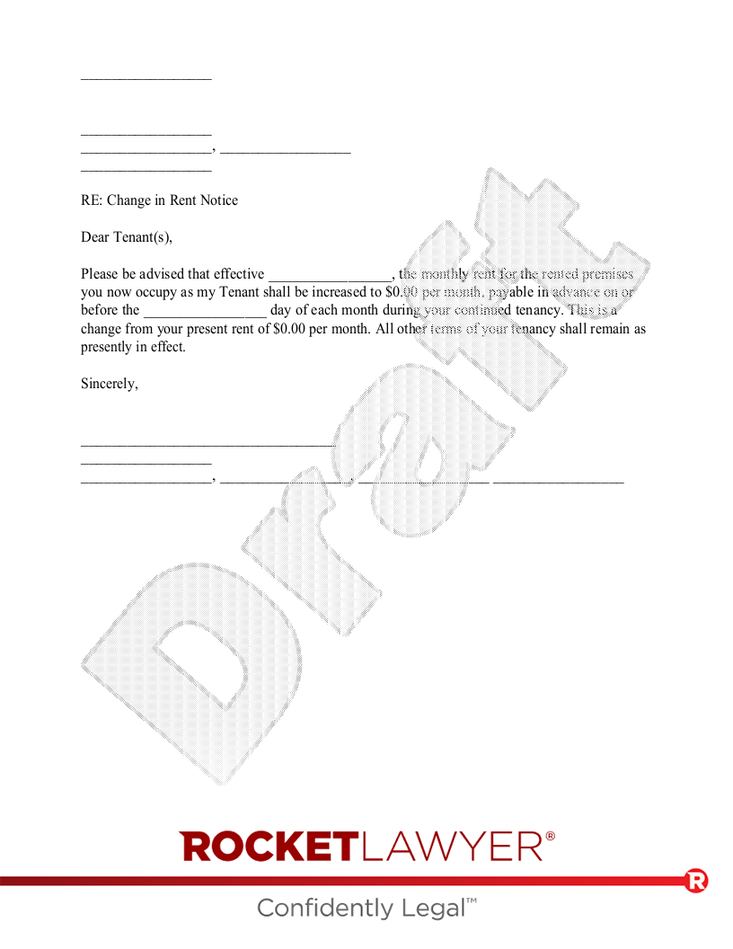 Rent Increase Letter document preview