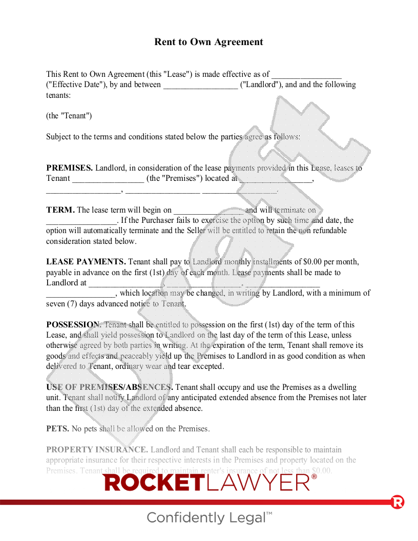 MAKE YOUR FREE Rent To Own Agreement Free Residential Lease Agreement 
